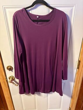 Purple Long Sleeve Dress/Tunic Soft Stretch Casual XLarge